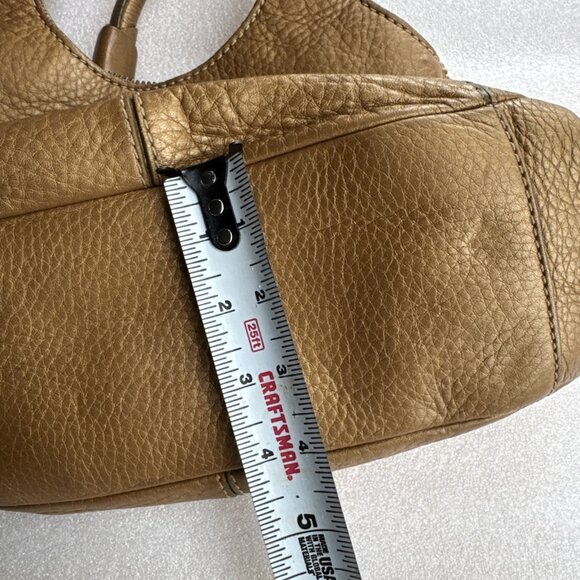 Cole Haan Gold Pebbled Leather Handbag Double Handles & Zip Closure - Picture 13 of 13
